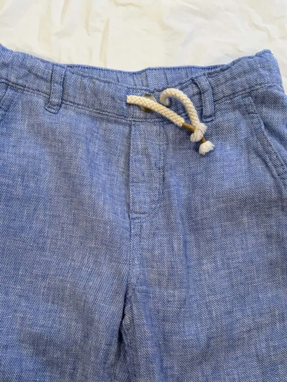 Gymboree Pants Boys Size S Blue Linen Blend Elastic Waist Draw String